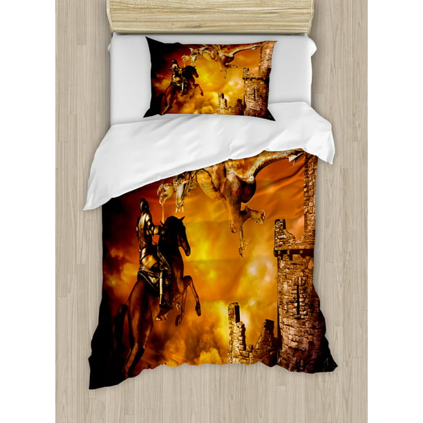 Kingsize Bed DRAGON FLAME BLADE Duvet & Pillows cover set